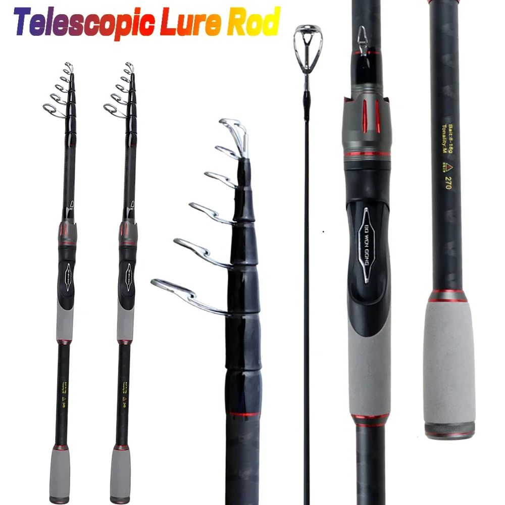 Ultra-light Spinning Fishing Rod 1.8-3.0m Travel Sea Pole Bait WT 8-18g Saltwater Jigging Lure Pole with Ceramic Guide Ring