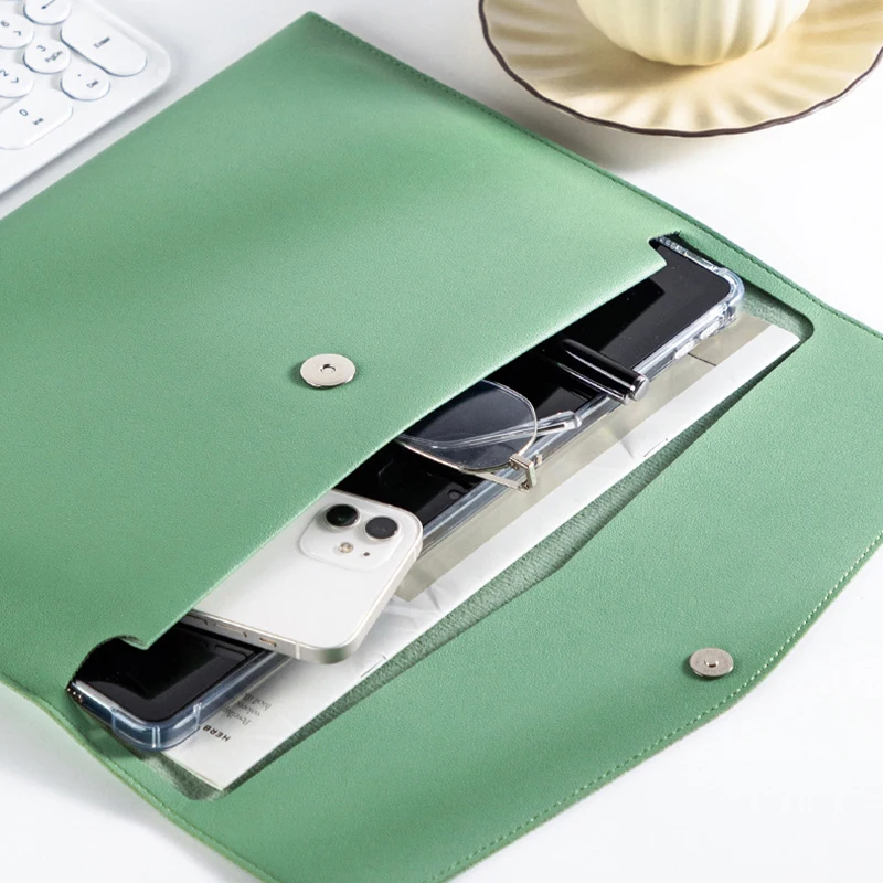 

A4 Document Bag Leather File Folder Data Package Fashion Briefcase Data Contract Bill File Bag School Office Supplies