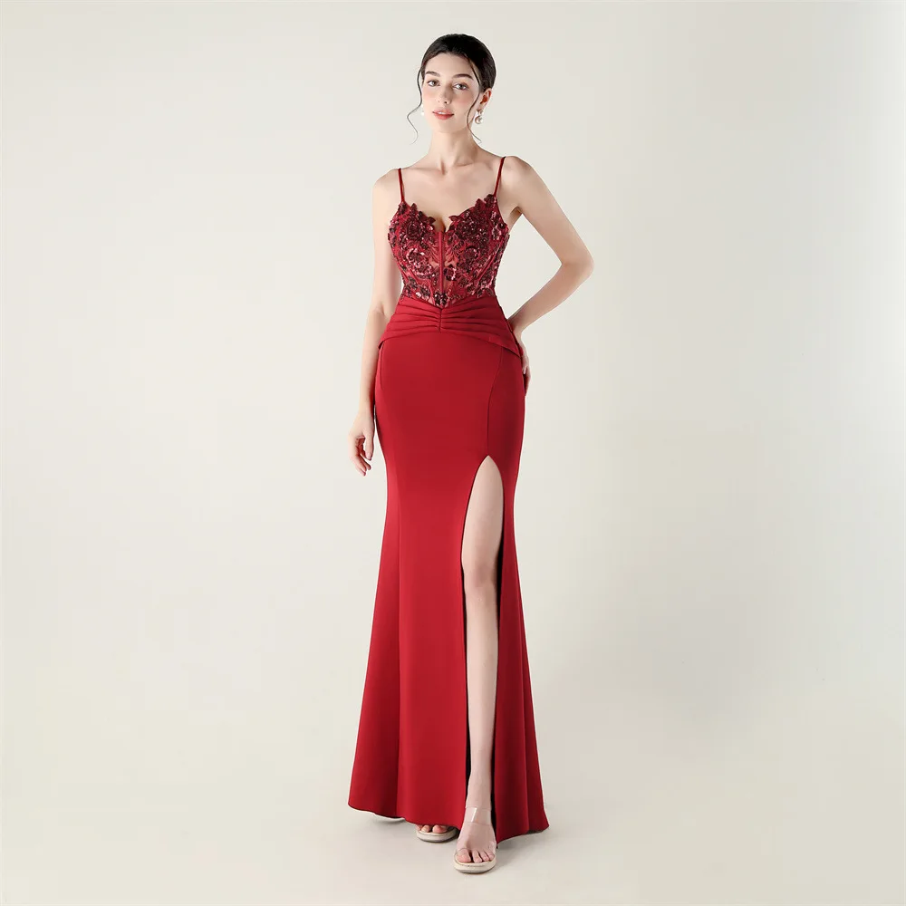 

Elegant Evening Dress Women Mermaid Long Formal Gown Sleeveless Prom Party Banquet Dress Floor Length Special Occasion Gala