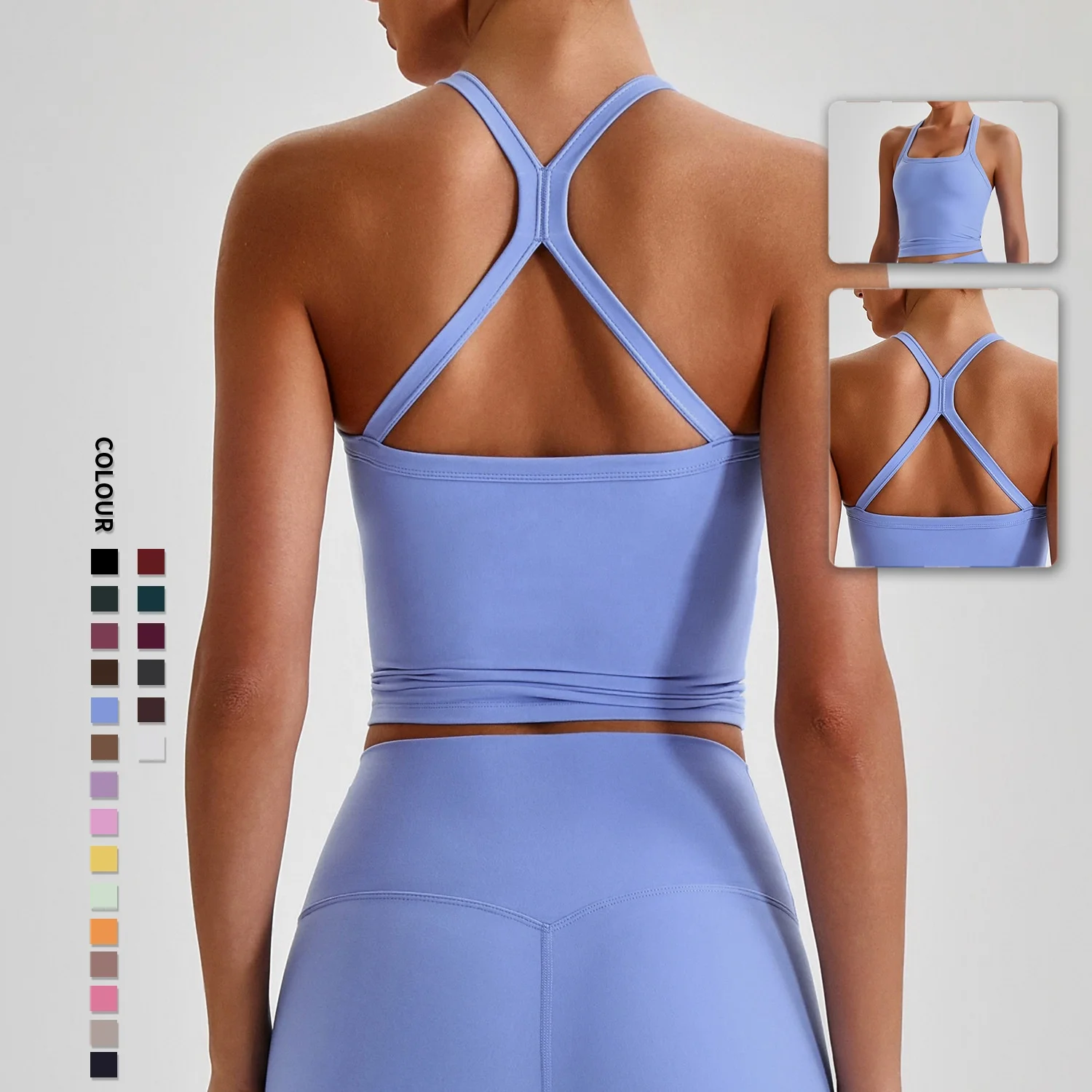 SHINBENE Super Cloud Women Square Neck Crop Top Padded Sleeveless Vest Workout Tank Tops Going Out Yoga Gym Clothes