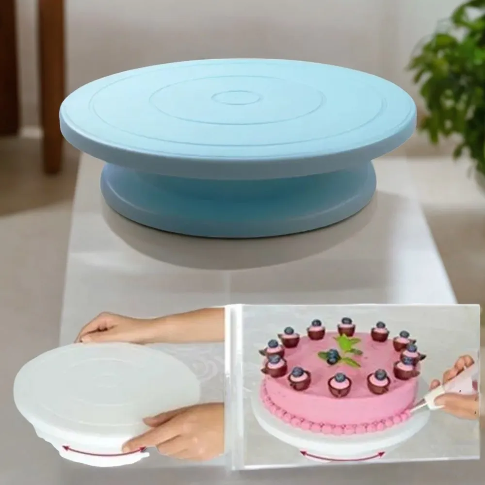 Convenient Anti-skid Professional Round Plastic Cake Turntable Stand for Cake Decorating - Handy Rotating Rotary Table for DIY K