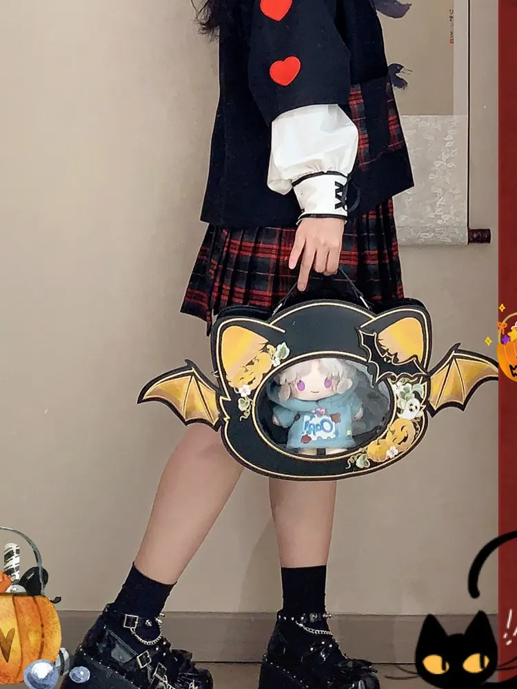 

Halloween Gift Little Devil Heavy Industry Embroidery Bag Lolita Dark Wind Wings Retro Backpack For Girls