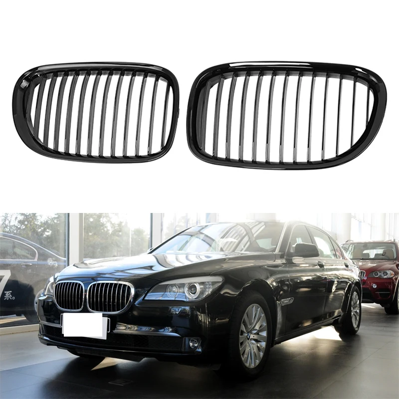 

Gloss Black Single Line Racing Grills 2 pcs Car Front Kidney Grill Grille For BMW Old 7 Series F01 F02 09-12 Auto Accessories