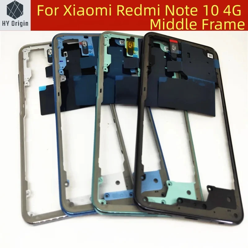 For Xiaomi Redmi Note 10S 10 4G 5G Housing Middle Frame Case Middle Frame Bezel Plate Replacement Parts With Side Key