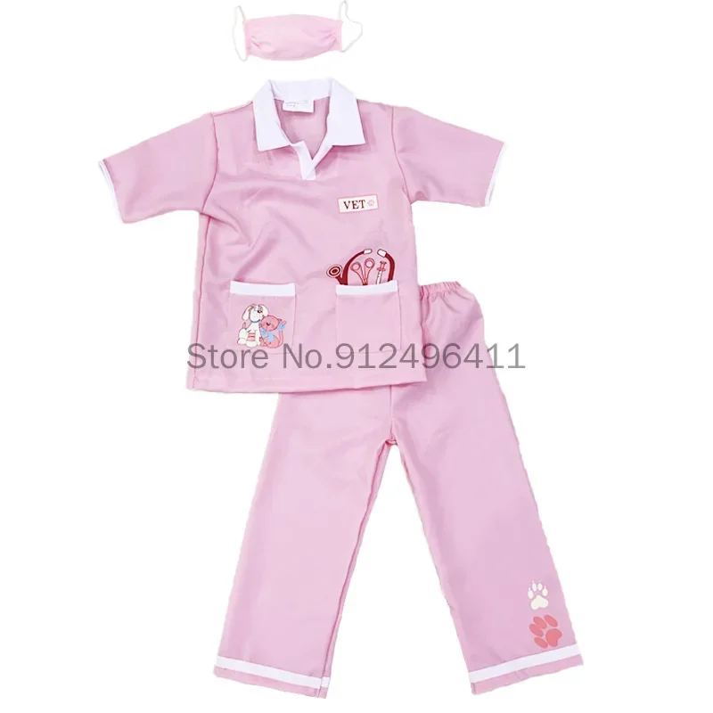 2024 Halloween Children\'s Day Veterinary Doctor Nurse Surgeon Professional Costume Child Kid Purim Nurse Cosplay Fancy Dress