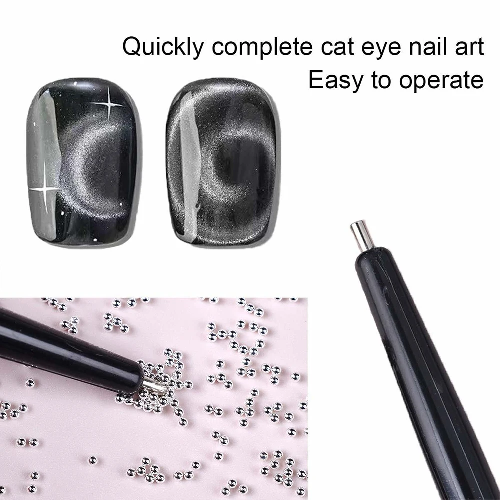 2pcs Dual-Head Cat Eye Nail Magnet Pen Set, Multifunctional Magnetic Nail Art Tool, Attracts Steel Beads, Creates Versatile Desi view 2