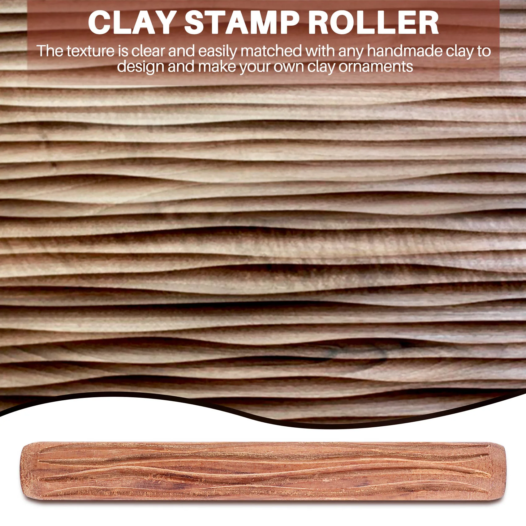 Wood Hand Rollers for Clay Stamp Clay Pattern Roller Ceramic Tools Carved Texture Printing Mud Rolling Embossed Pattern(Wood