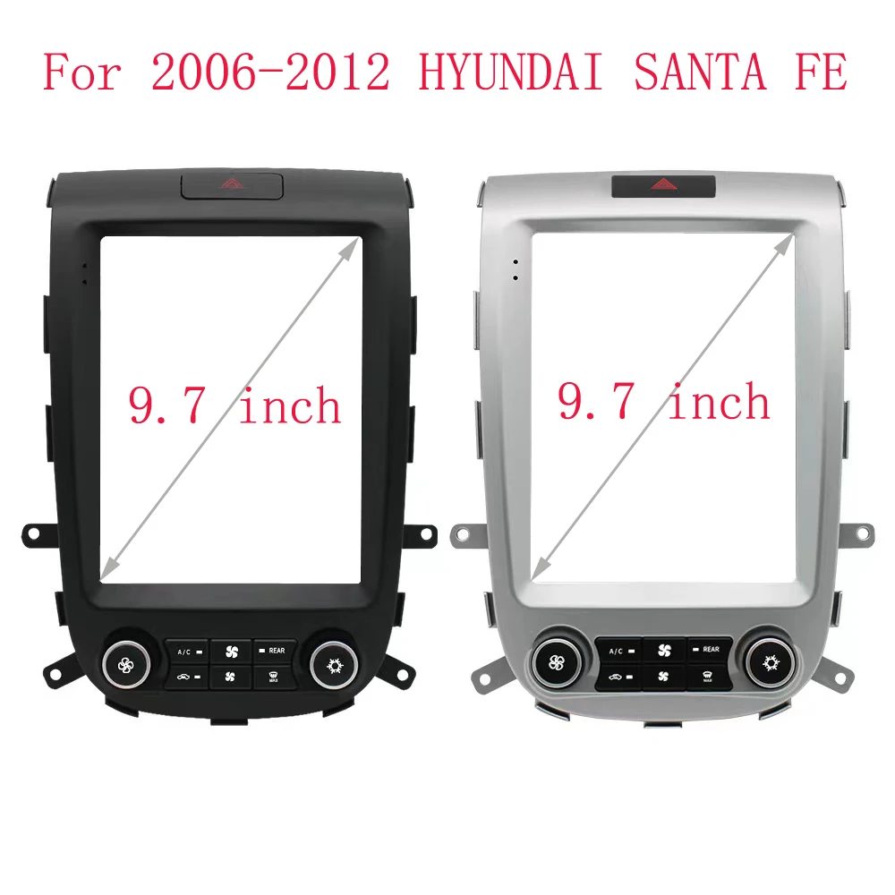 Double Din 9.7 inch For 2006-2012 HYUNDAI SANTAFE LHD car Black Fascia Frame Dash Mount Kit Trim Panel