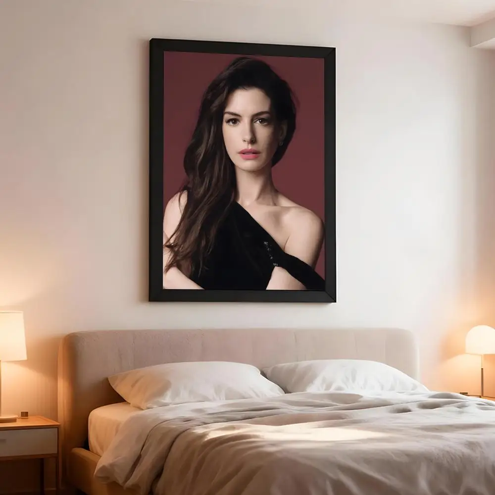 Elegant Celebrity A-Anne Hathaway Poster Artistic Instant Peel-Off Wall Decor Atmosphere Setter for Bedside & Shared Room