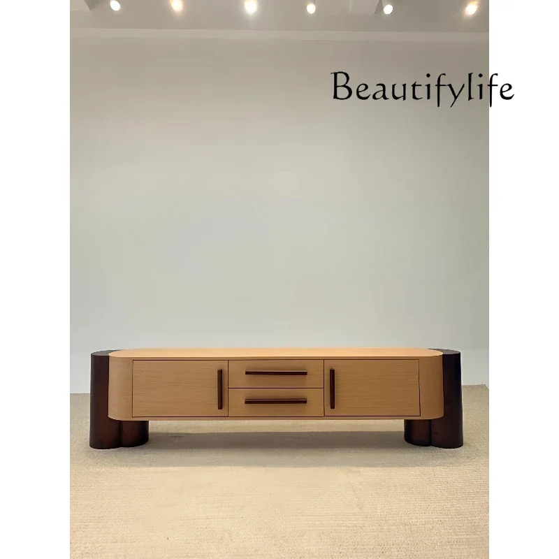 

Y Medieval Style Designer Household Solid Wood TV Cabinet Modern Creative Log Style Storage Drawer Cabinet