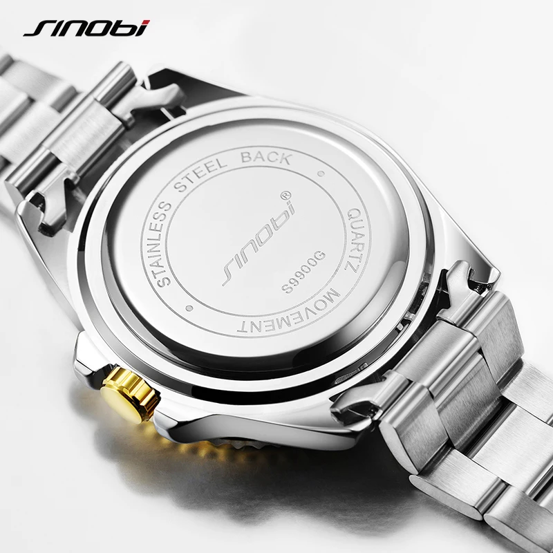 SINOBI Top Luxury Brand Men\'s Watches Original Fashion Mans Quartz Wristwatches Stainless Steel Male Gifts Clock Montre Homme