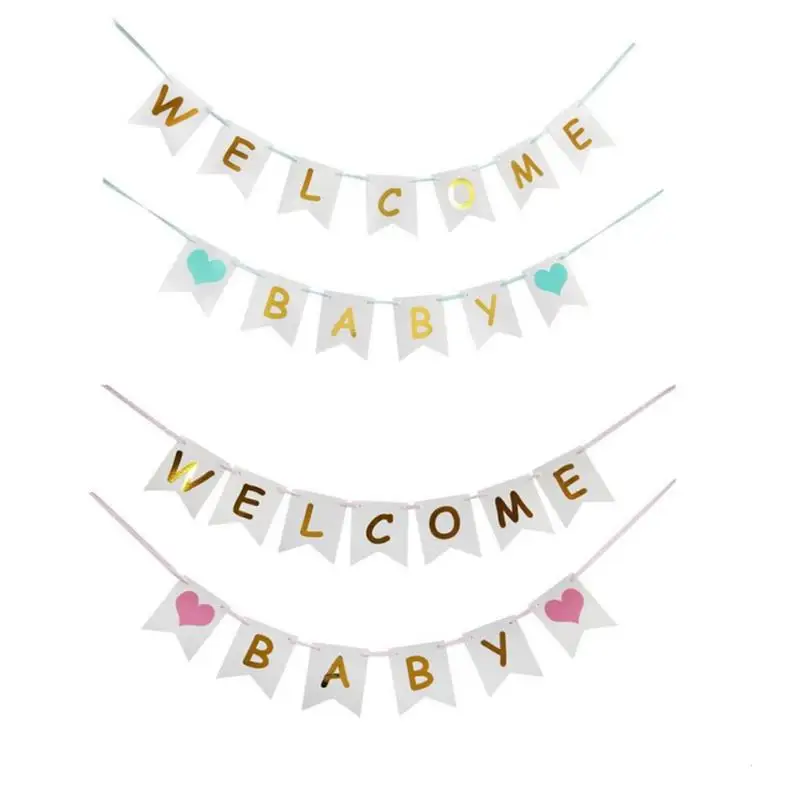 Creative Gilded Swallowtail Flag Welcome Baby Flag Banner Baby One Year Welcome Party Letter Garland Hanging Bunting Decoration