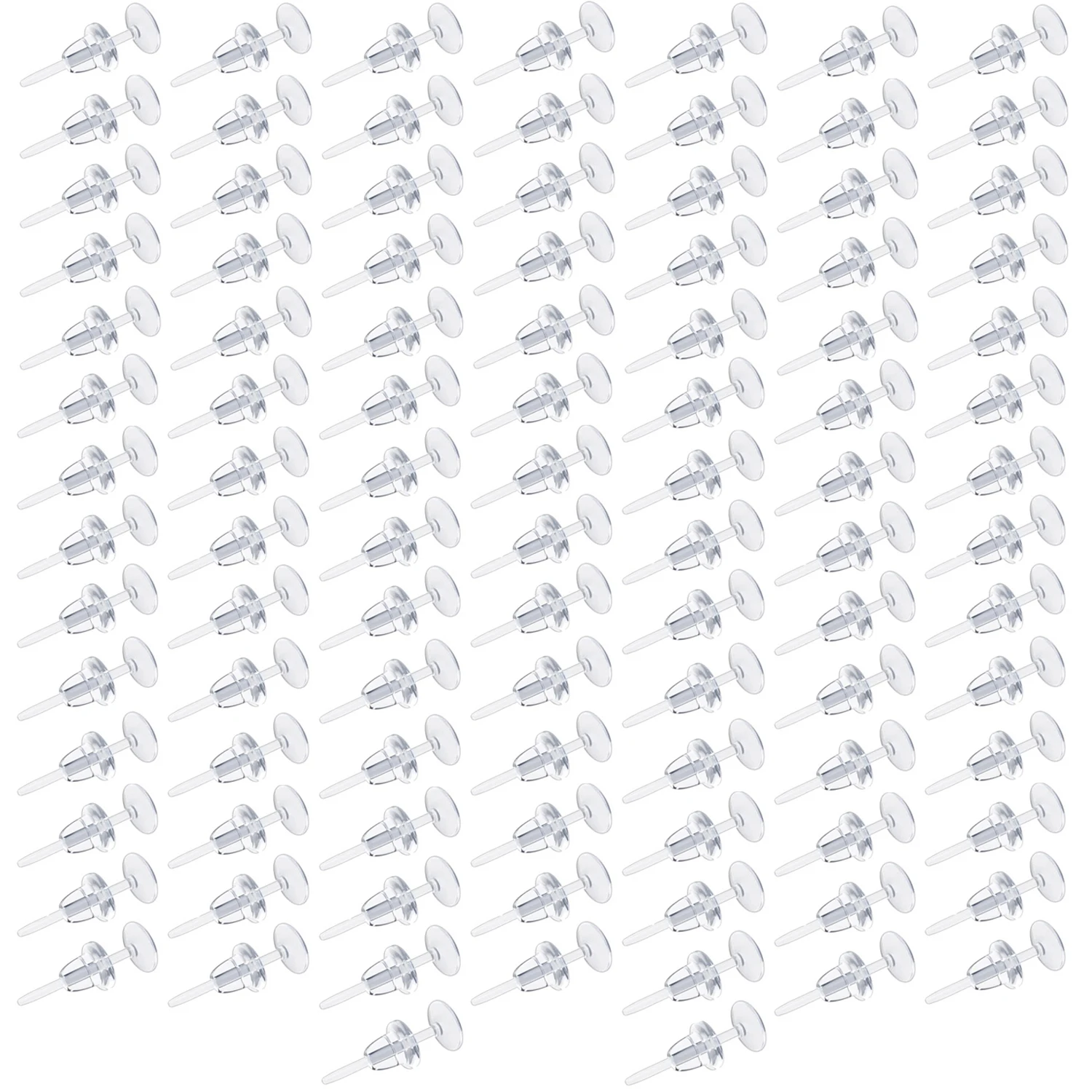 100pcs Clear Plastic Earrings for Sports for Ear Lobes Bioflex Posts Piercing Spacers for Surgery Work Invisible for Women