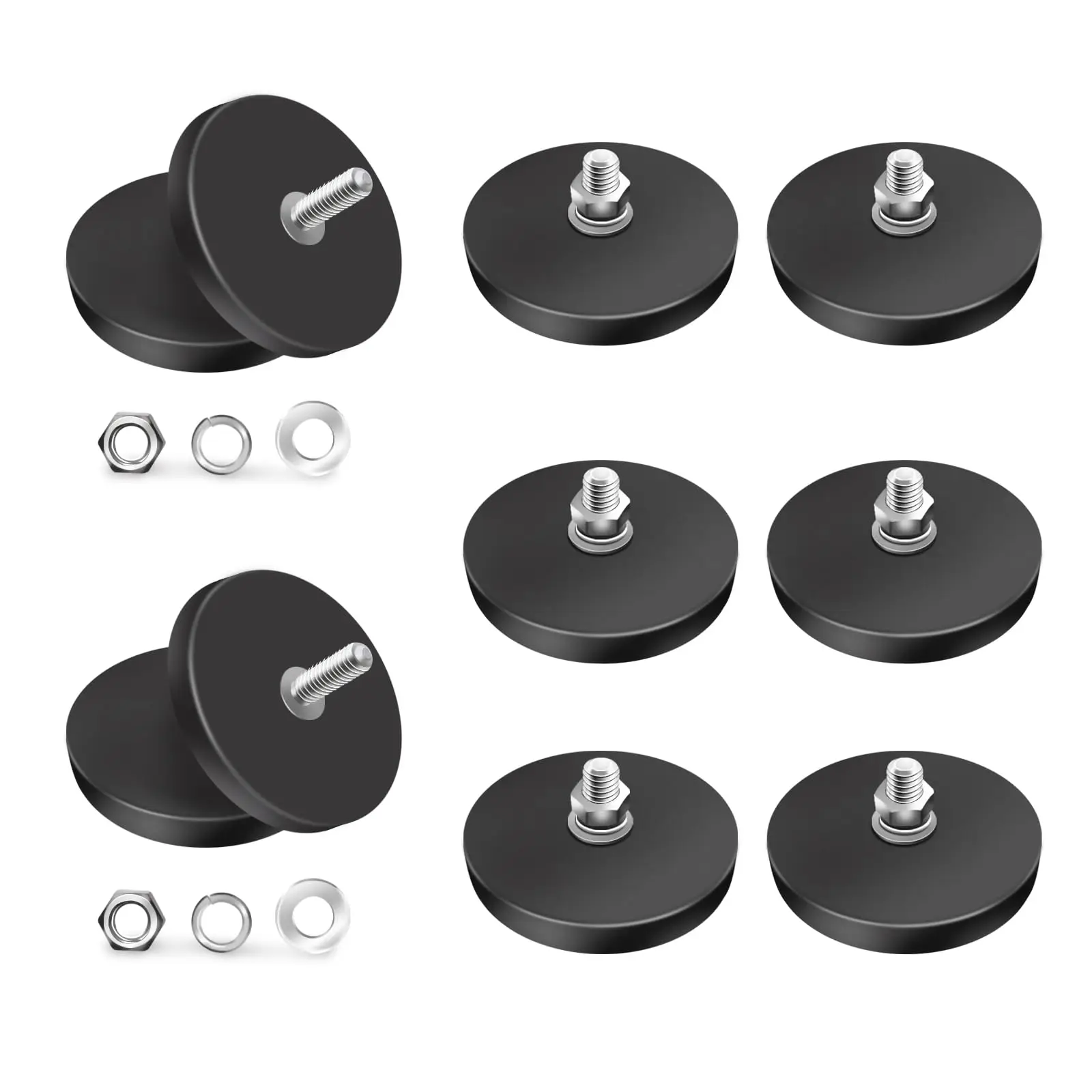 

1Piece Rubber Coated Magnet Anti-Scratch Neodymium Magnet Rubber Coated Mounting Magnets Base with Threaded Studs for Light Bar