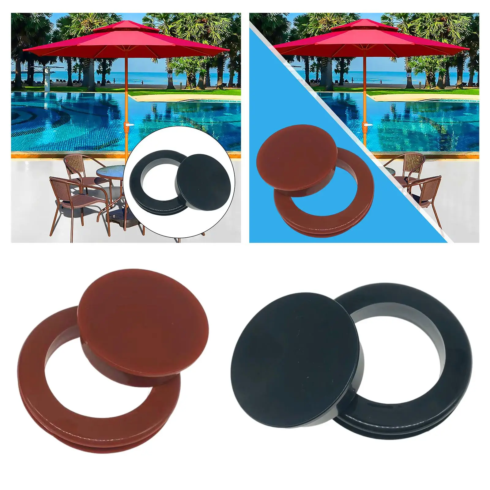 Patio Table Umbrella Hole Rings Plug Fits 2" Holes Thick for Yard Deck Table