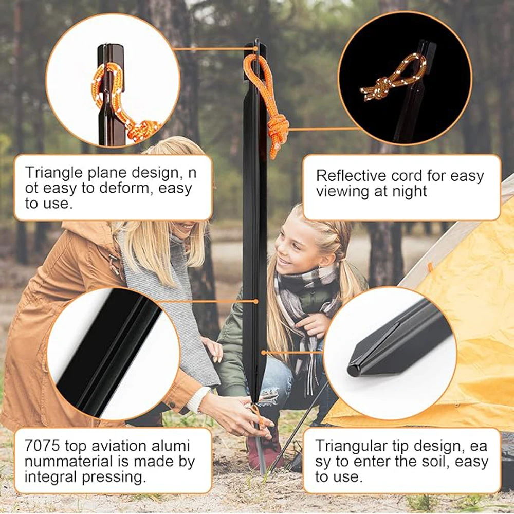 6 Stück 23cm Aluminiumlegierung Zeltnägel, Zeltstifte für Garten, Pavillon, Camping, Wandern, Zeltzubehör zur Befestigung von Überdachungen – Detail 5