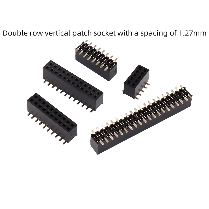 Double row vertical patch socket with a spacing of 1.27mm, female seat 2 * 3/4/5/6/8/10/12/15/20/40P