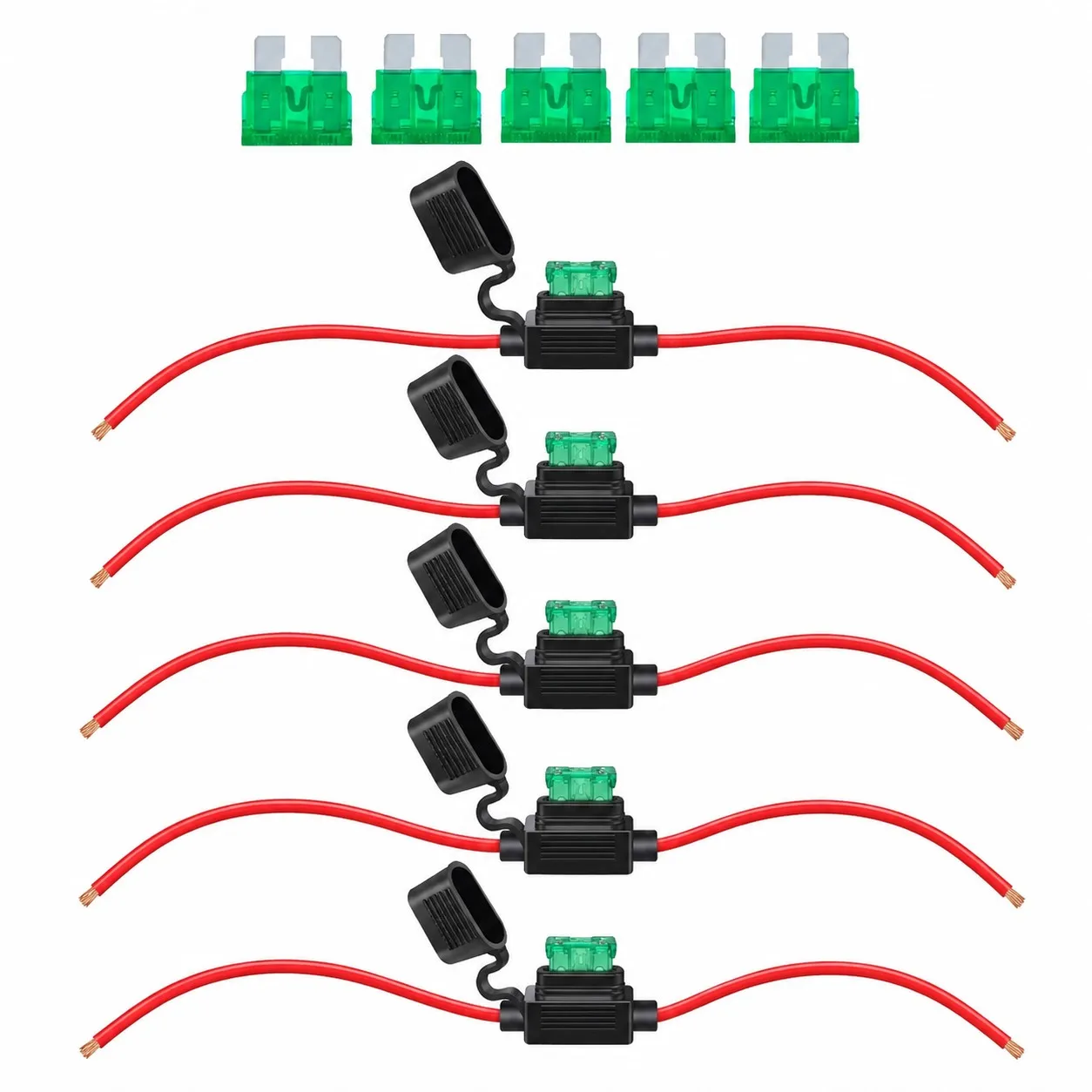 5er-Pack 12-Gauge Inline-Sicherungshalter 12V 30A mit Flachsicherungen und 12AWG-Kabel für Auto, Boot, Marine, Motorrad, LKW, Wohnmobil – Detail 4