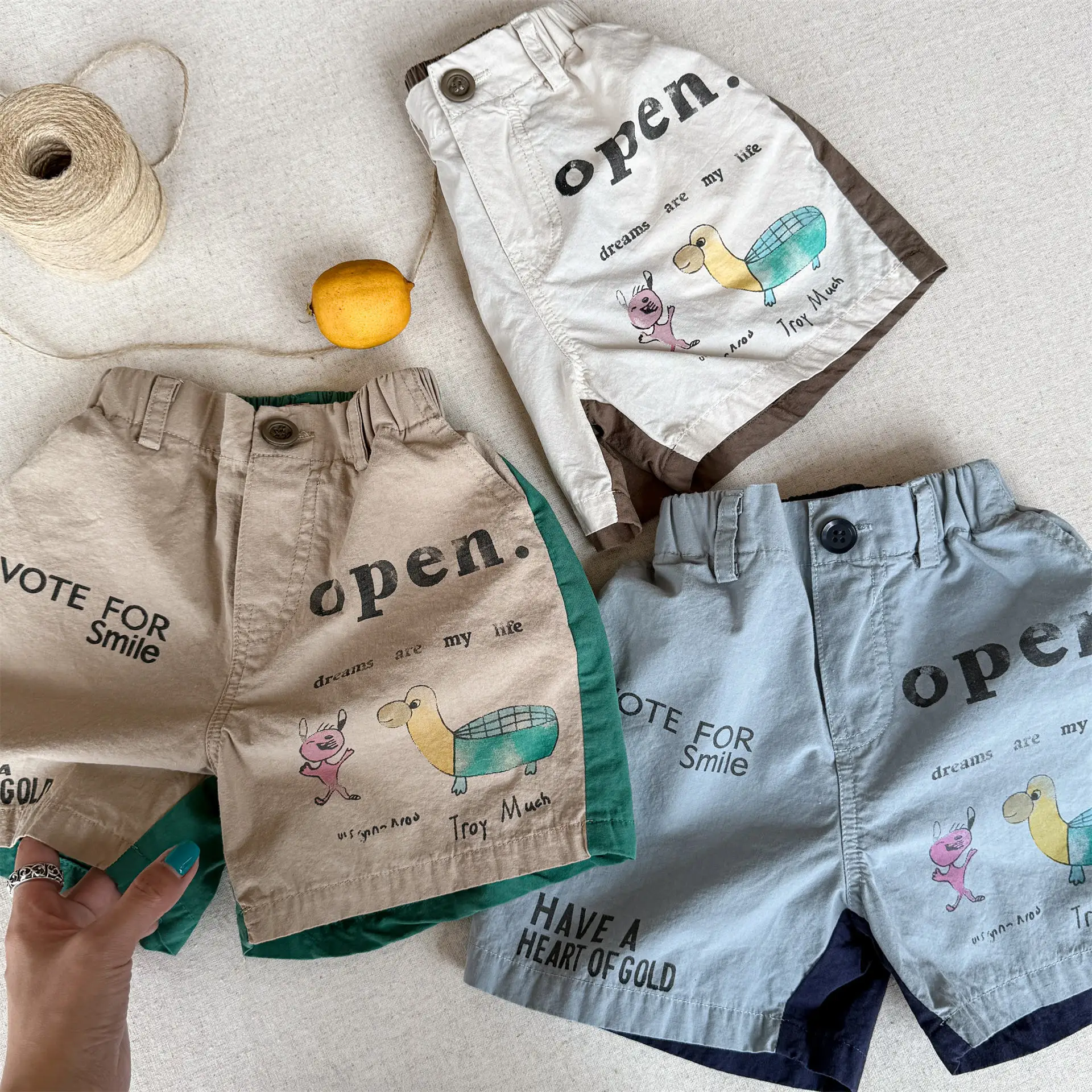 

2026 Summer New Children Loose Shorts Cotton Girls Cartoon Letter Print Shorts Kids Boys Casual Shorts Toddler Clothes