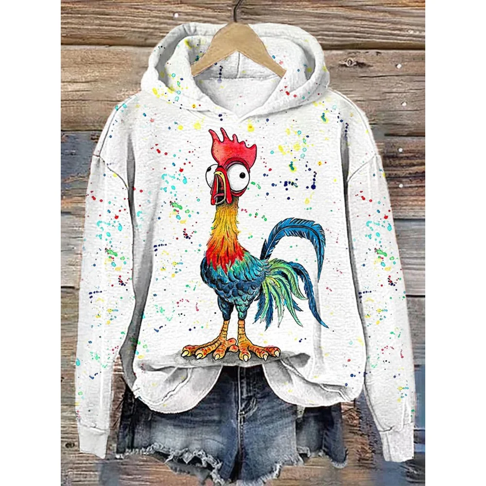 2024 New Women\'s Hoodie Colour Animal 3d Harajuku Printing Round Neck Tops Sweatshirt Spring/Autumn Fashions Clothing Casual