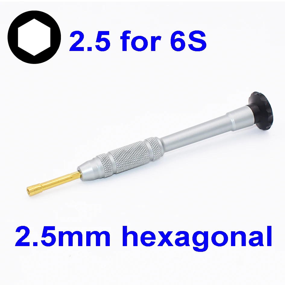 High Quality Gold 2.5mm Hexagon Hex Socket Screwdriver for iPhone 6S Mainboard Hex Screw Open Repair Tools 500pcs/lot
