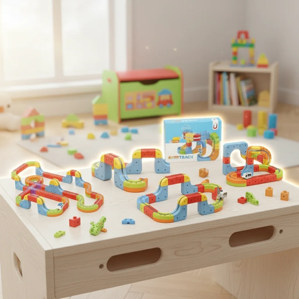 유연한 레이스 트랙 반중력 어린이 DIY 블록 장난감 기차 트랙 선물 전기 자석 자동차 장난감