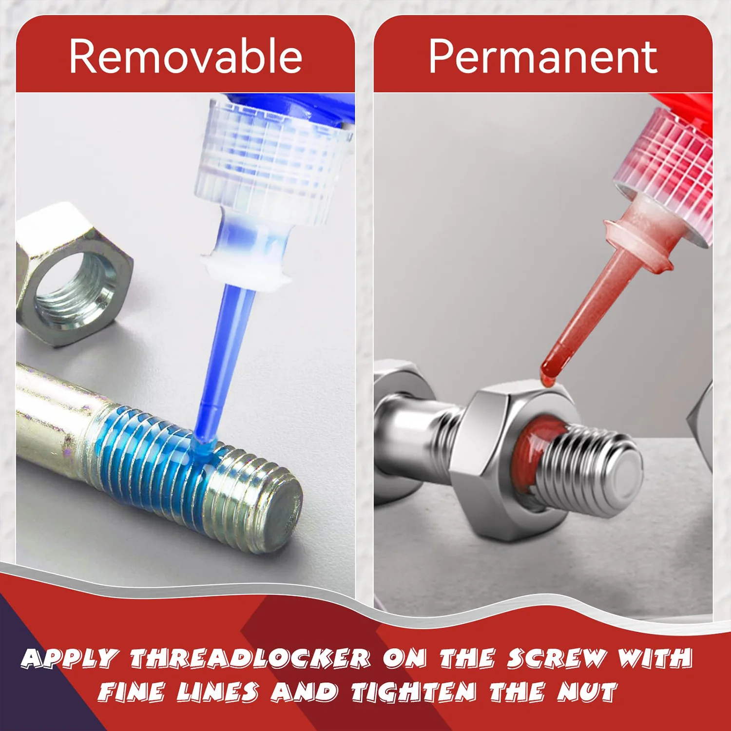High Medium Strength Threadlocker 243 271 Bolt Anti-Loose Seal Glue Oil Heat Vibration Resistant Metal Thread Compound 50ML 10G view 3