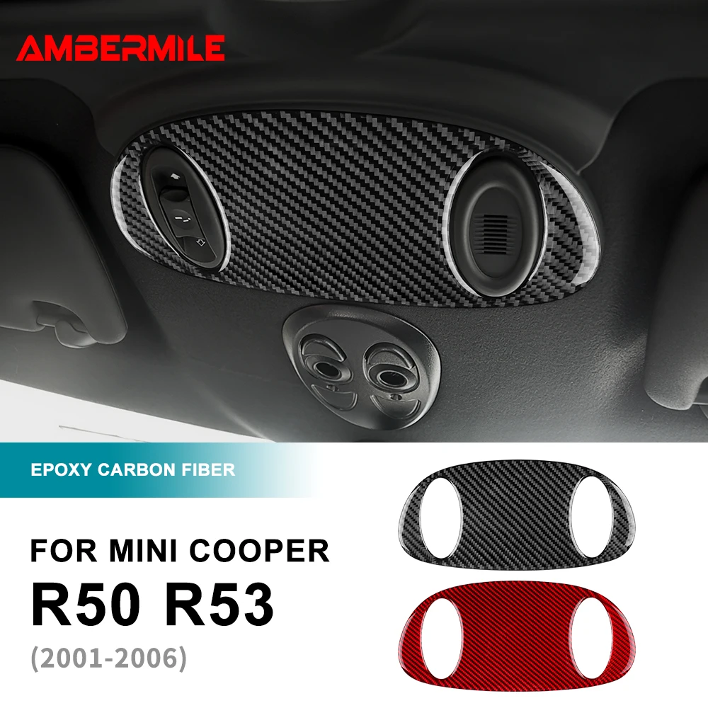 For Mini Cooper R50 R53 2001-2006 Car Roof Reading Light Console Real 3D Soft Carbon Fiber Sticker Overhead Cover Interior Trim