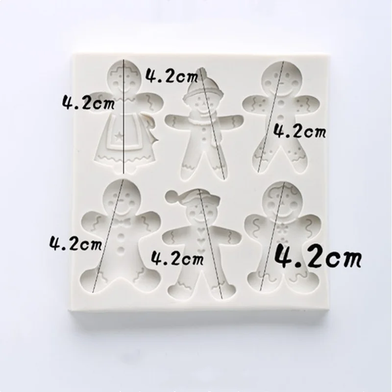 Christmas silicone mold 6 gingerbread Man different snowman shape chocolate molds Cookie mold