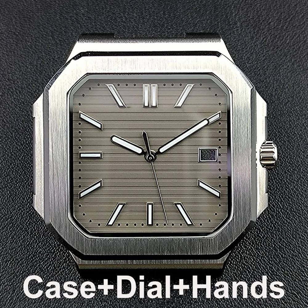 Квадратный корпус часов 38,5 мм, детали, складная застежка, ремешок для часов для корпуса NH35, модифицированный, подходит для механизма серии NH35, NH, сапфировое стекло
