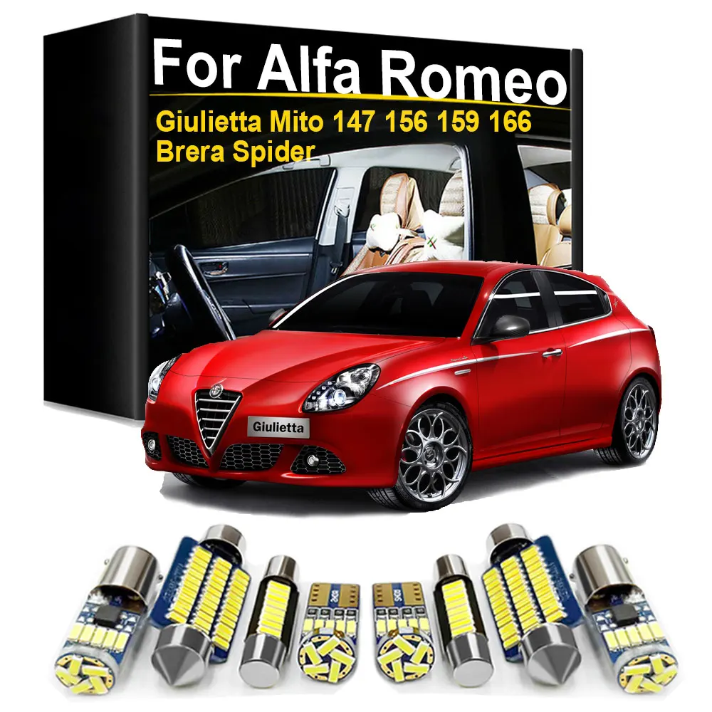 

Interior LED Dome Map Light Kit For Alfa Romeo Giulietta Mito Brera GT Spider 4C 147 156 159 166 Canbus No Error Indoor Lamp