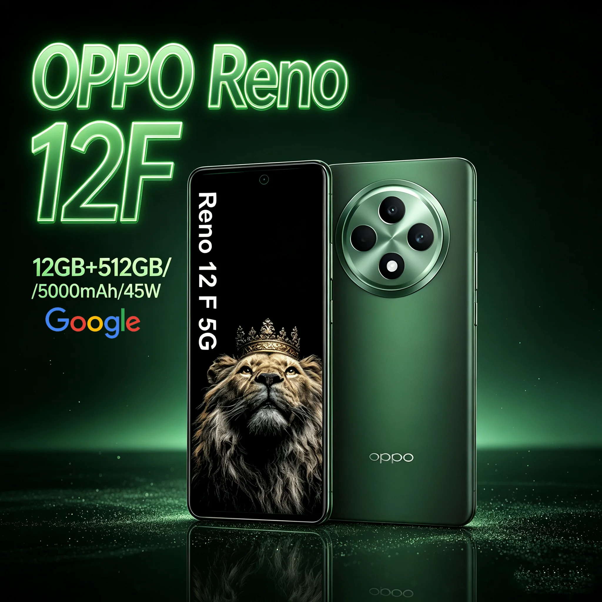 OPPO Reno 12F fashion smart 5G full Netcom mobile phone 50MP camera/5000mAh battery/45W super flash charge/12GB+512GB/NFC