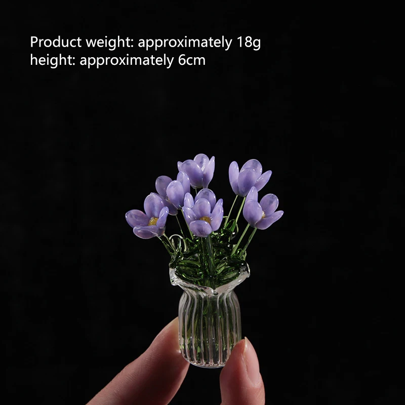 Handgemaakte glazen kleine bloemen, glazen simulatieboeket, verse bloemarrangement, eeuwigdurende bloemdecoratie voor op het bureau
