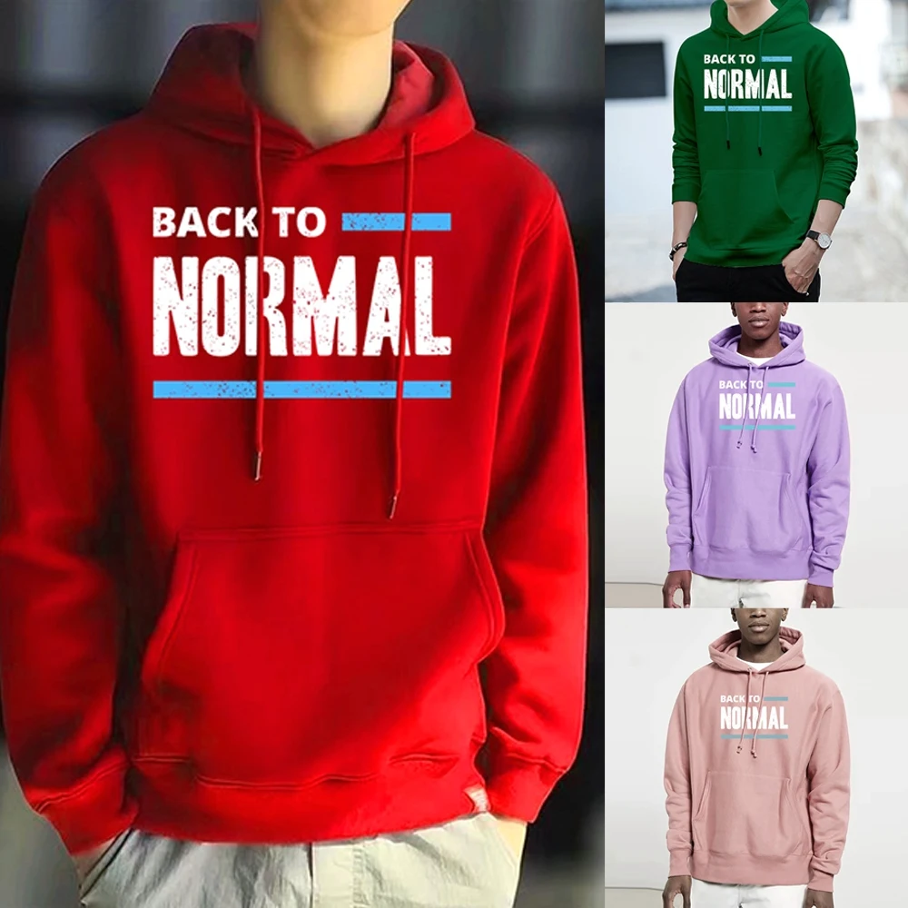 

Men Casual Sweatshirt Streetwear Draw String Hooded Pocket Harajuku Hoodies Autumn Phrase Print All-match Pullover Clothes Tops