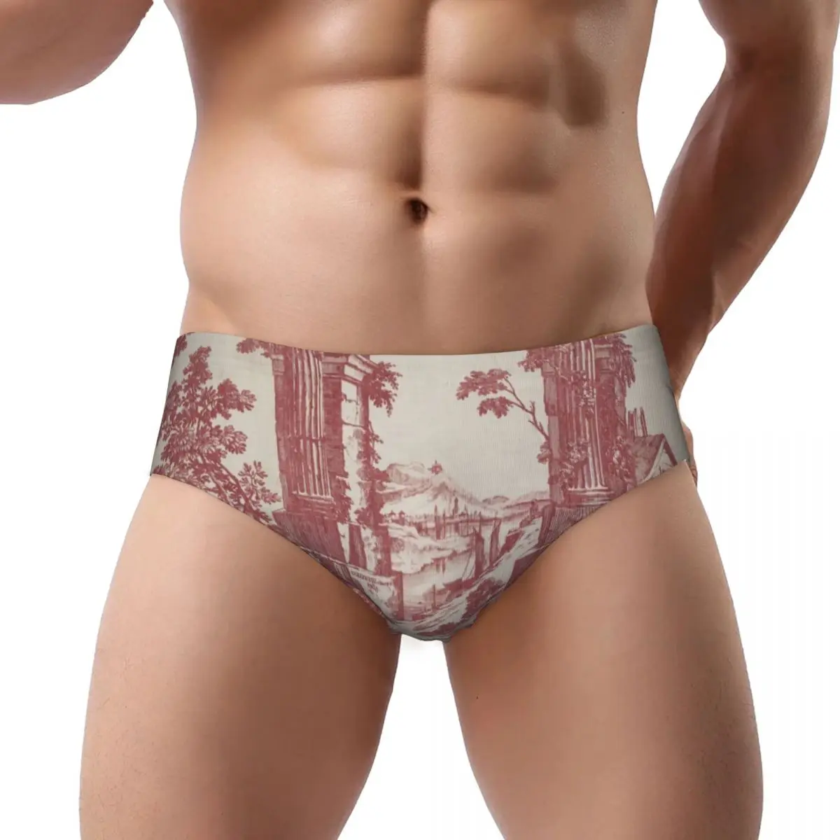 Custom Toile De Jouy Rural Life Men's Briefs Panties Men Breathable Underwear Underpants
