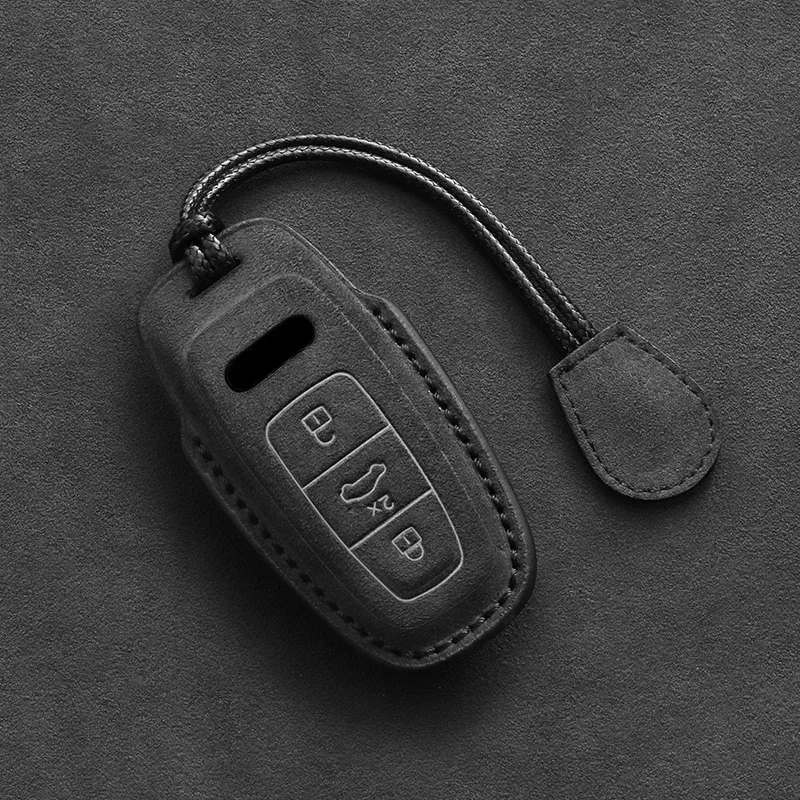 Leather Car Key Case Fob For Audi A1 A3 8V A4 B8 B9 A5 A6 C7 A7 A8 Q3 Q5 Q7 S4 S6 S7 S8 R8 TT Keychain Suede Accessories