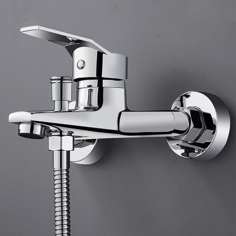 Zinc Alloy Wall Mounted Basin Faucet Chrome Dual Spout Hot Cold Water For Mixer Tap For Bathroom Sink Plumbing Fixture