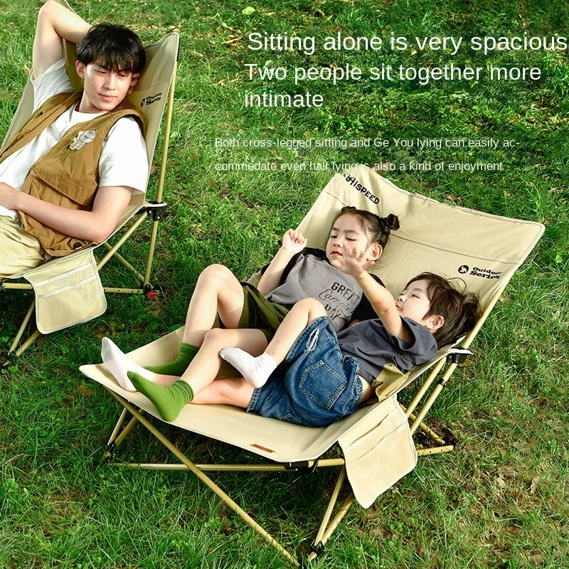 Beach Chair Portable Folding Moon Chair Office Lunch God Tool Sitting and Lying Dual Use Camping Outdoor Lying Chair