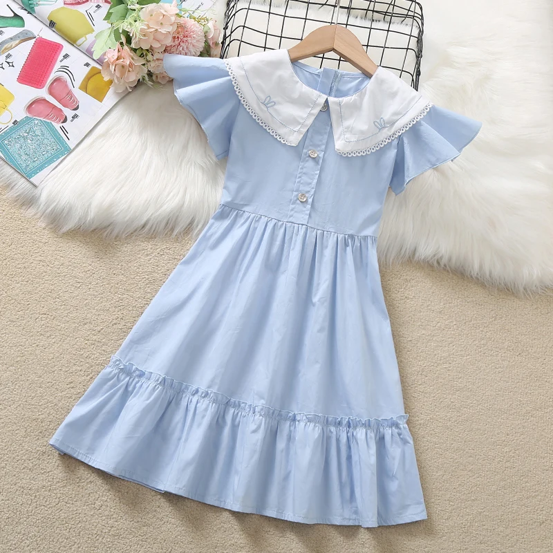 

Kids Summer Dress Baby Girls Dresses Preppy Style Girls Clothes Children Clothing Teenagers School Costume 4 6 7 8 9 10 12 Years