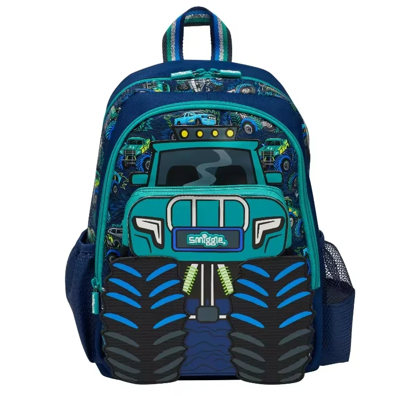 Genuine Australian Smiggle Schoolbag Cute Blue Truck pupil Bag Medium Children Backpack Water Cup Retractable Pen Bag Lunch Bag