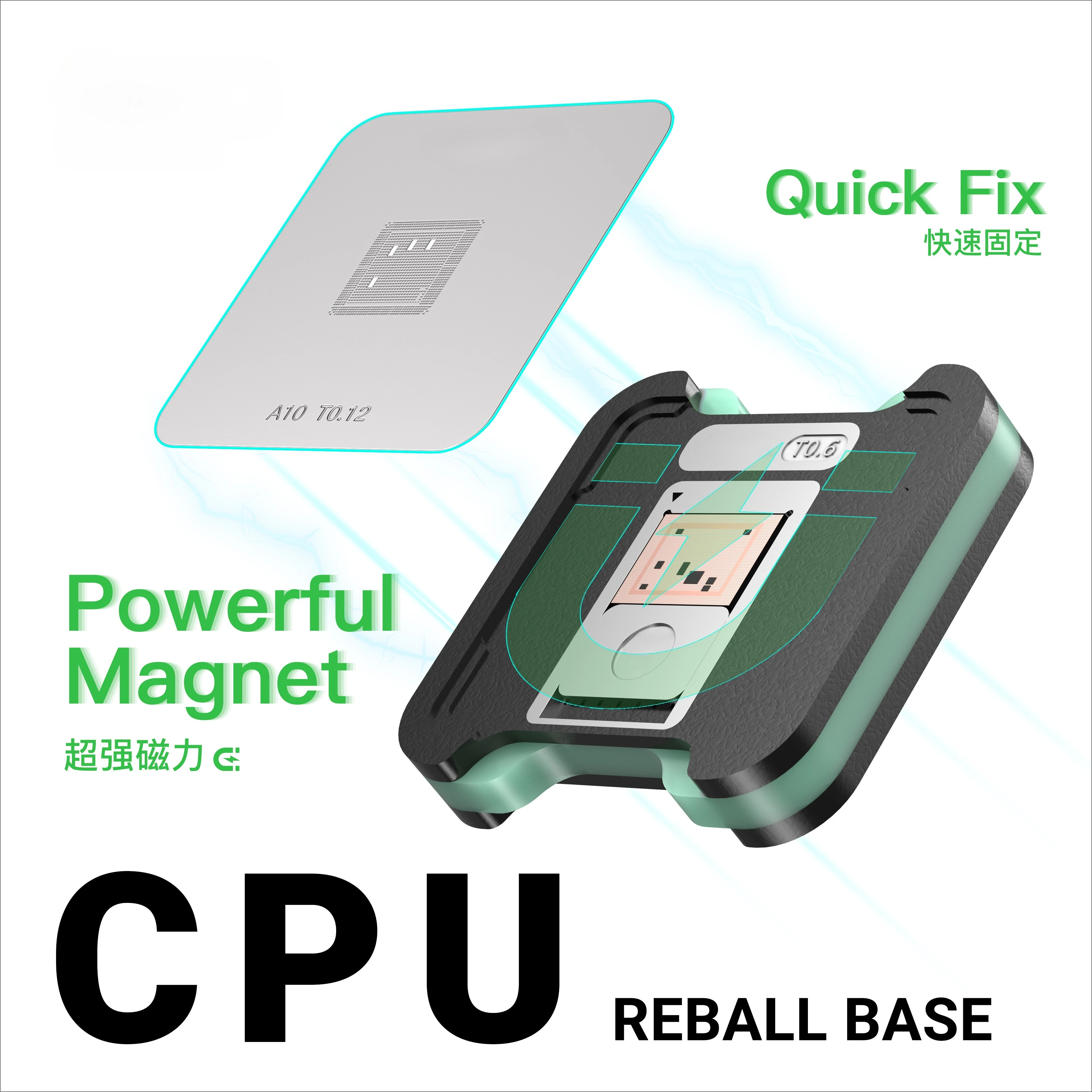 2UUL BH17 CPUREBALL BASE 75 in 1 BGA Reballing Stencil Set Magnetic Dual-Sided Platform for Phone CPU SSD Logic Board Repair