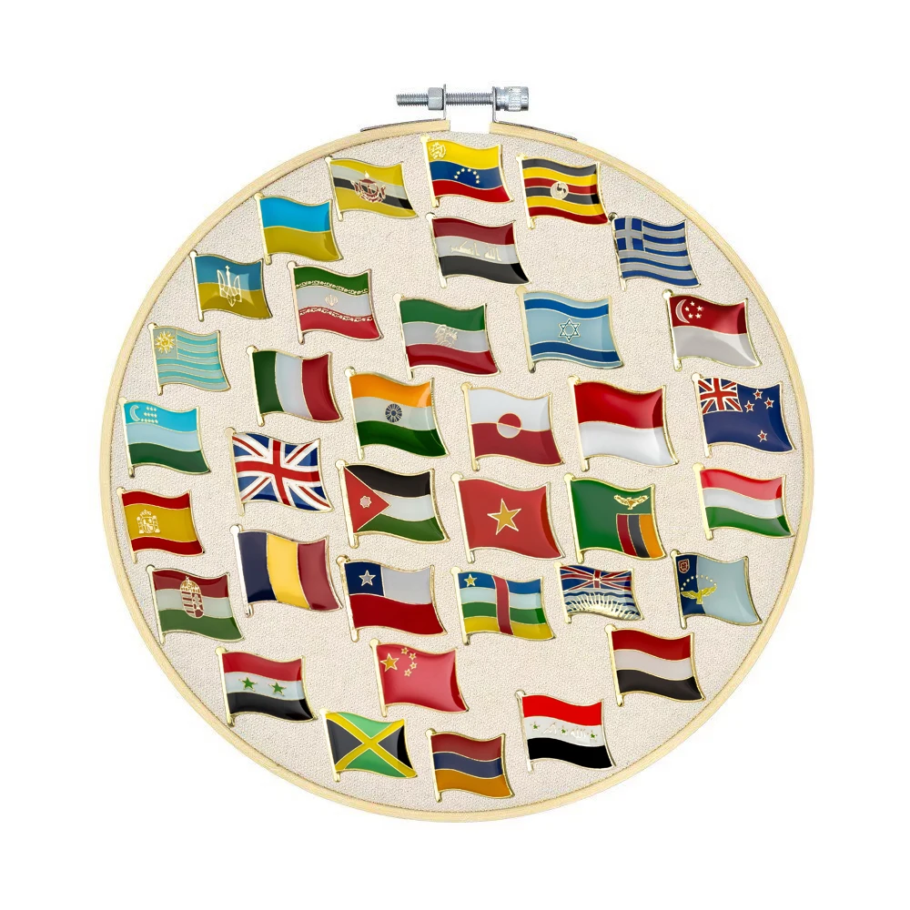 Insignia de la bandera de Venezuela, Brunei, Uganda, Ucrania, Uruguay, España, Grecia, Singapur, Nueva Zelanda, Hungría, pin de solapa, broche