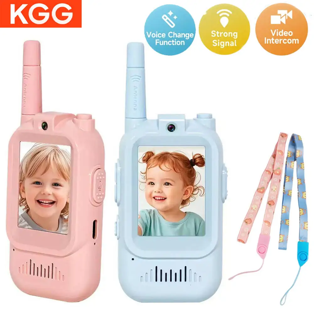 Video per bambini Walkie Talkie Palmare 2PCS Videocitofono ricaricabile Giocattoli per interni ed esterni per esterni, campeggio, escursionismo Età 3-12