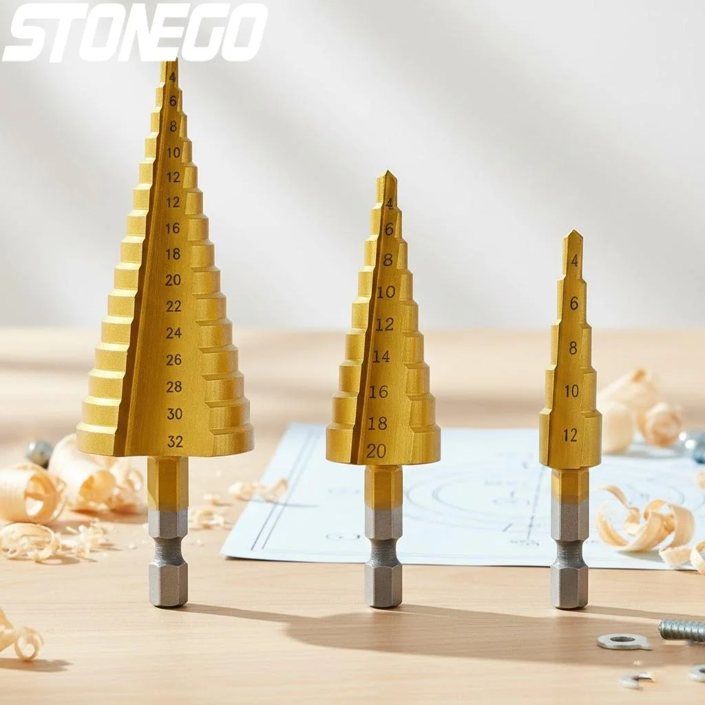 

Сверло ступенчатое с титановым покрытием и шестигранным хвостовиком, от 4 мм до 32 мм, коническое, для резки дерева и металла