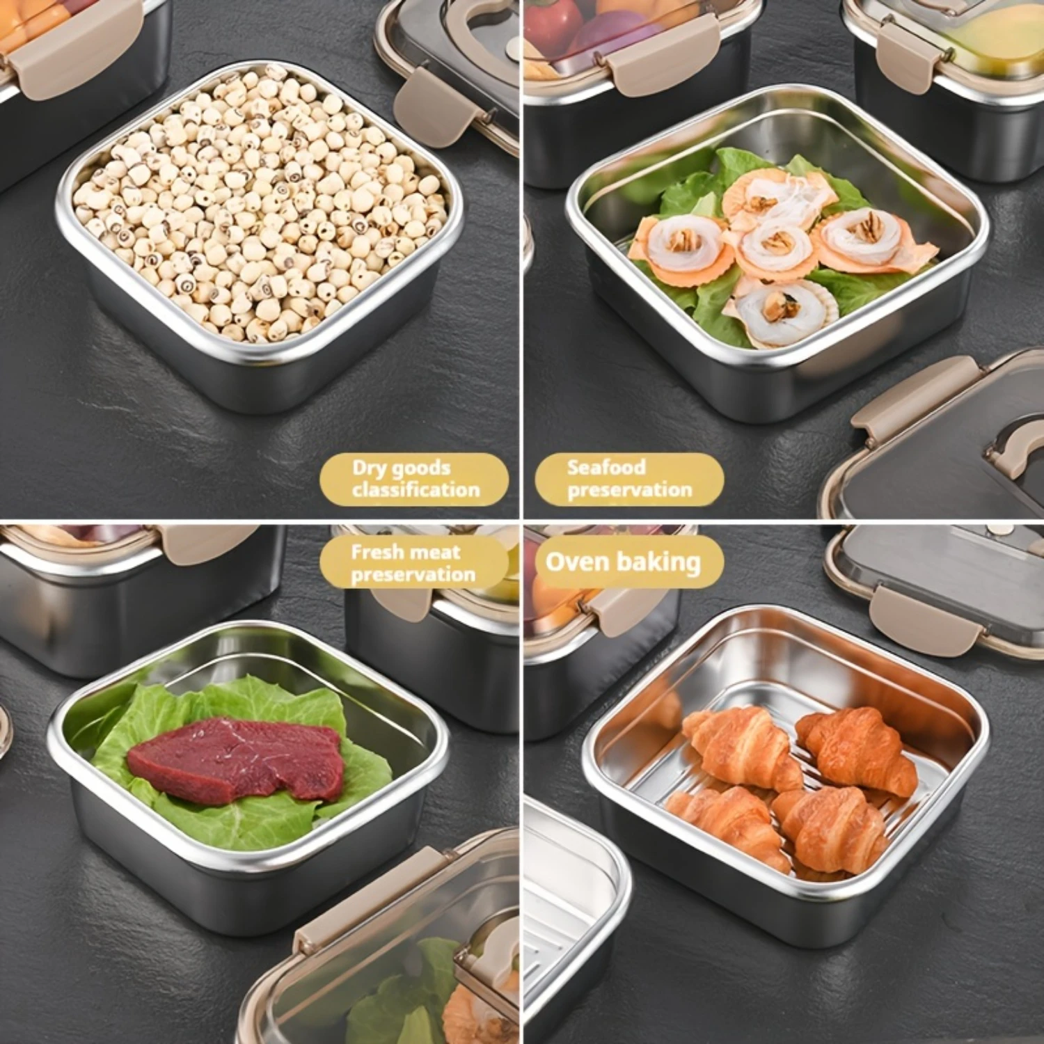 2 piece set Lunch Box Lunch Box, Easy to Clean  Box, Portable Foodstuff Box, Folding Handle Container, Lunch Crisper, Suitable f