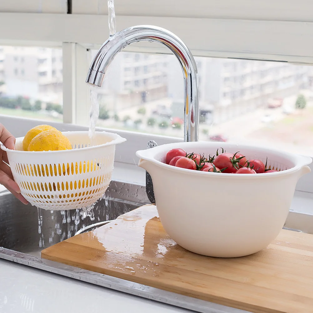 

2pcs Double Layer Foldable Plastic Colander Wash Basket Bowl Kitchen Strainerdetachable 2-In-1 Easy Wash Drain Food Safe Pp