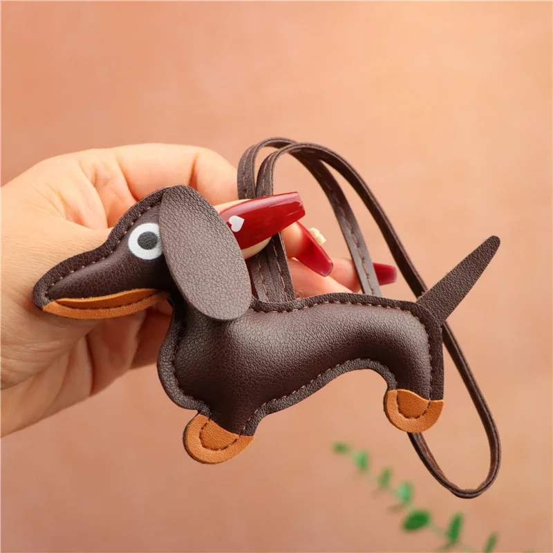 Creative Dachshund Bag Charm Niche Decorative Leather Pendant Cartoon Puppy Key Accessories Pendant