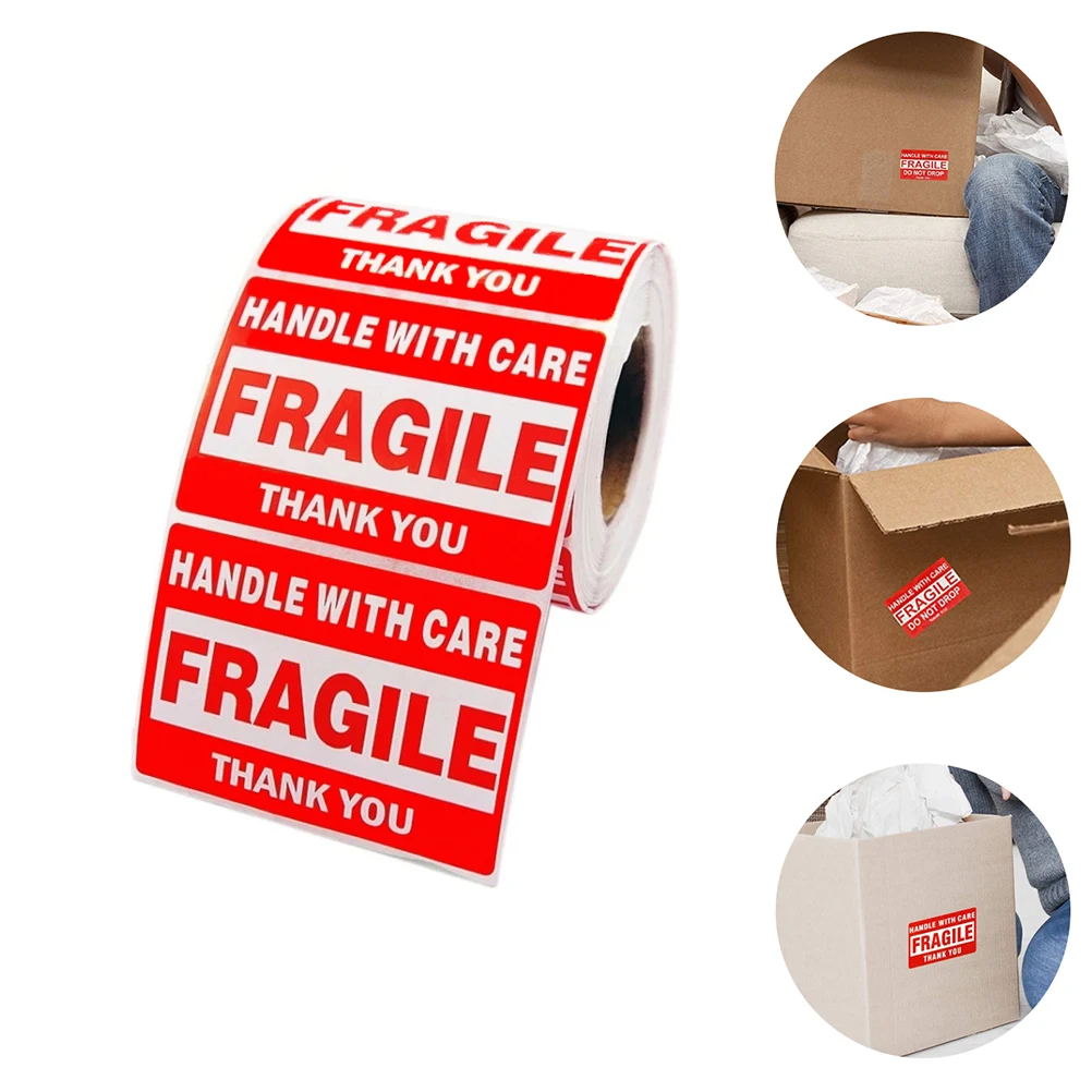 

Fragile Stickers Handle with Care Warning Labels for Shipping Packing Grid Bottom Copper Plate Lightweight Self Adhesive