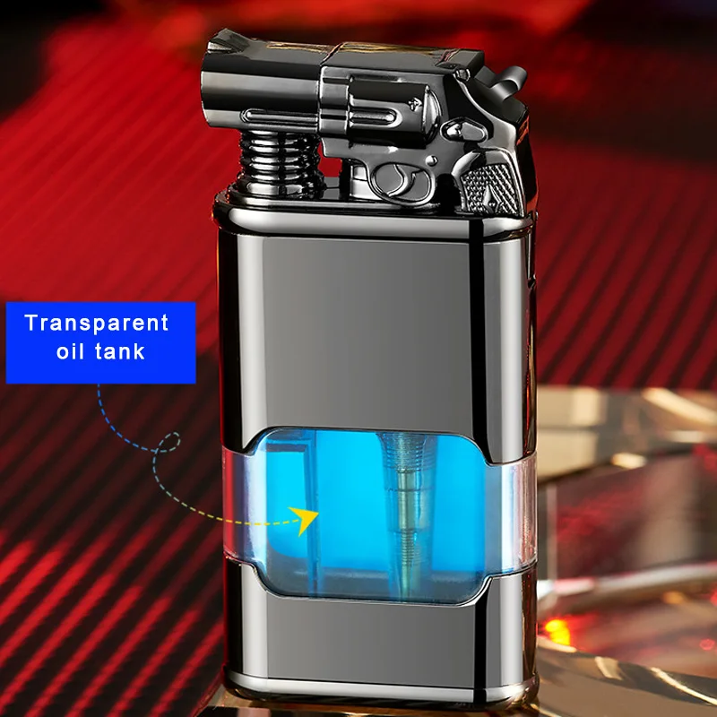 Fashion Double Flame Turbo Jet Gas Lighter Quartz Dial Inflatable Compact Butane Metal Windproof Cigarette Lighters Gift