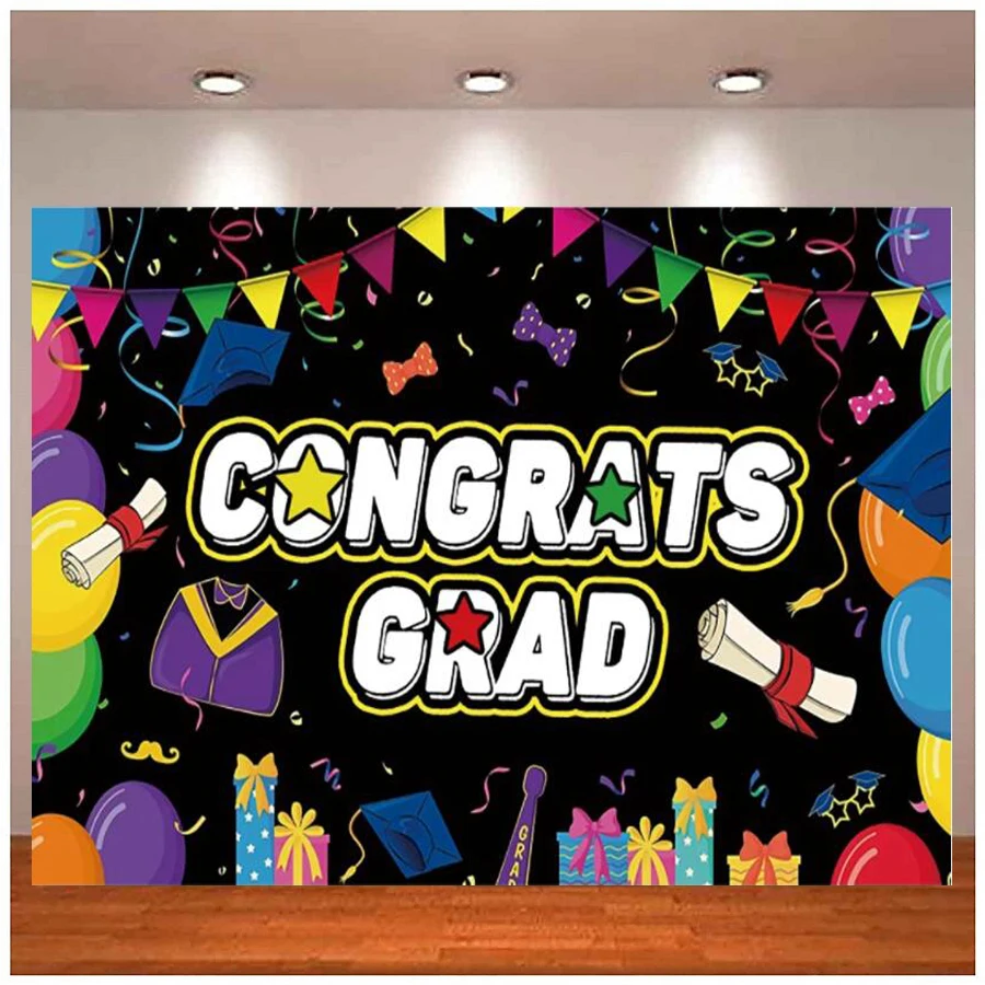 

Photography Backdrop Graduates Kindergarten Ceremony Photo Background Banner Color Flag Balloons Decor Children Party Custom